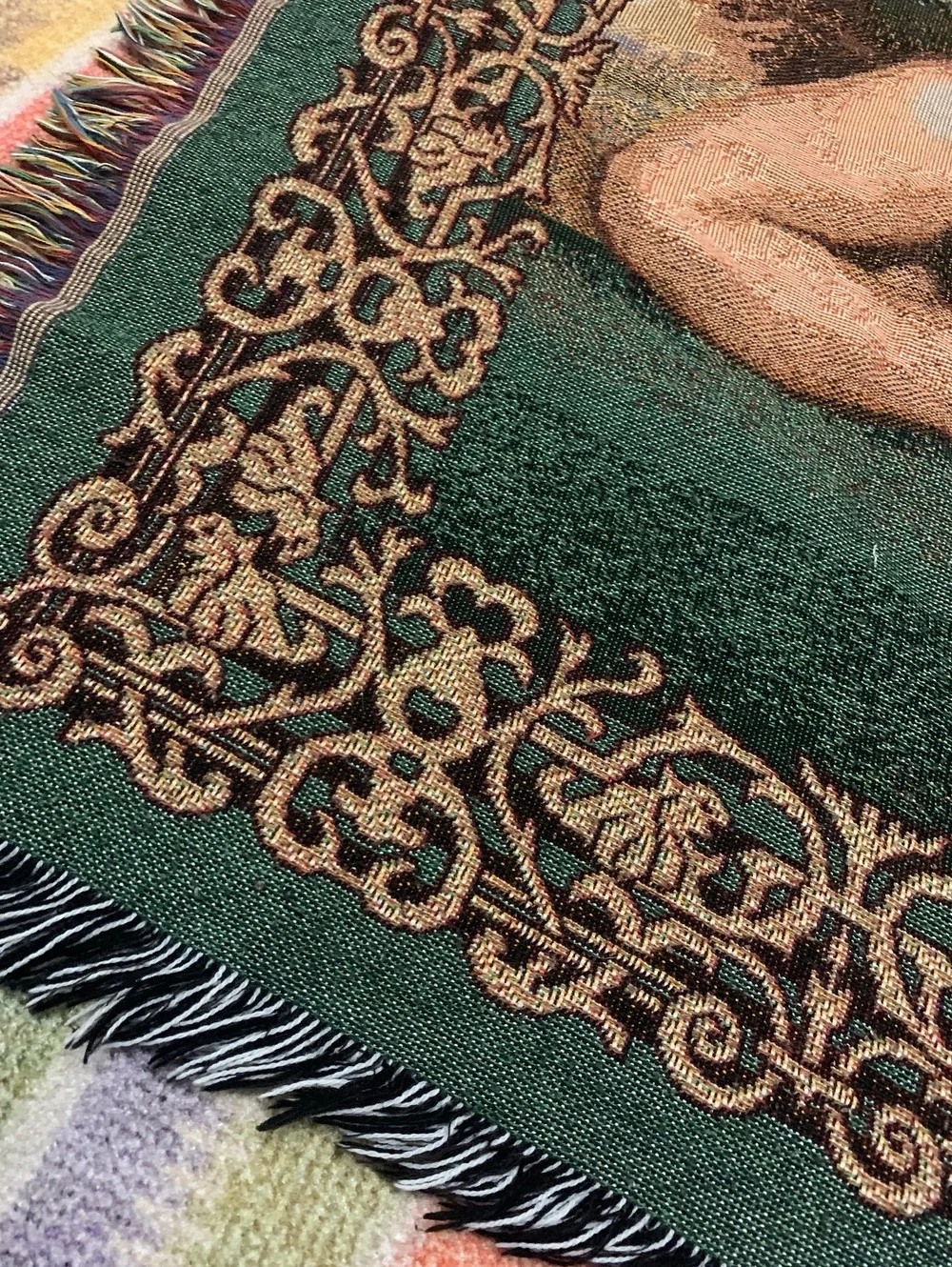 Vintage Renaissance Cherubs Woven Tapestry Throw Blanket Fringe Raphael Angels